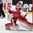 OSTRAVA, CZECH REPUBLIC - MAY 6: Denmark's Sebastian Dahm #32 makes a glove save off a shot from Team Russia during preliminary round action at the 2015 IIHF Ice Hockey World Championship. (Photo by Richard Wolowicz/HHOF-IIHF Images)

